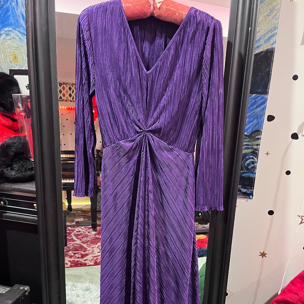 Purple Plisse Disco Maxi Gown - Picture 6 of 8